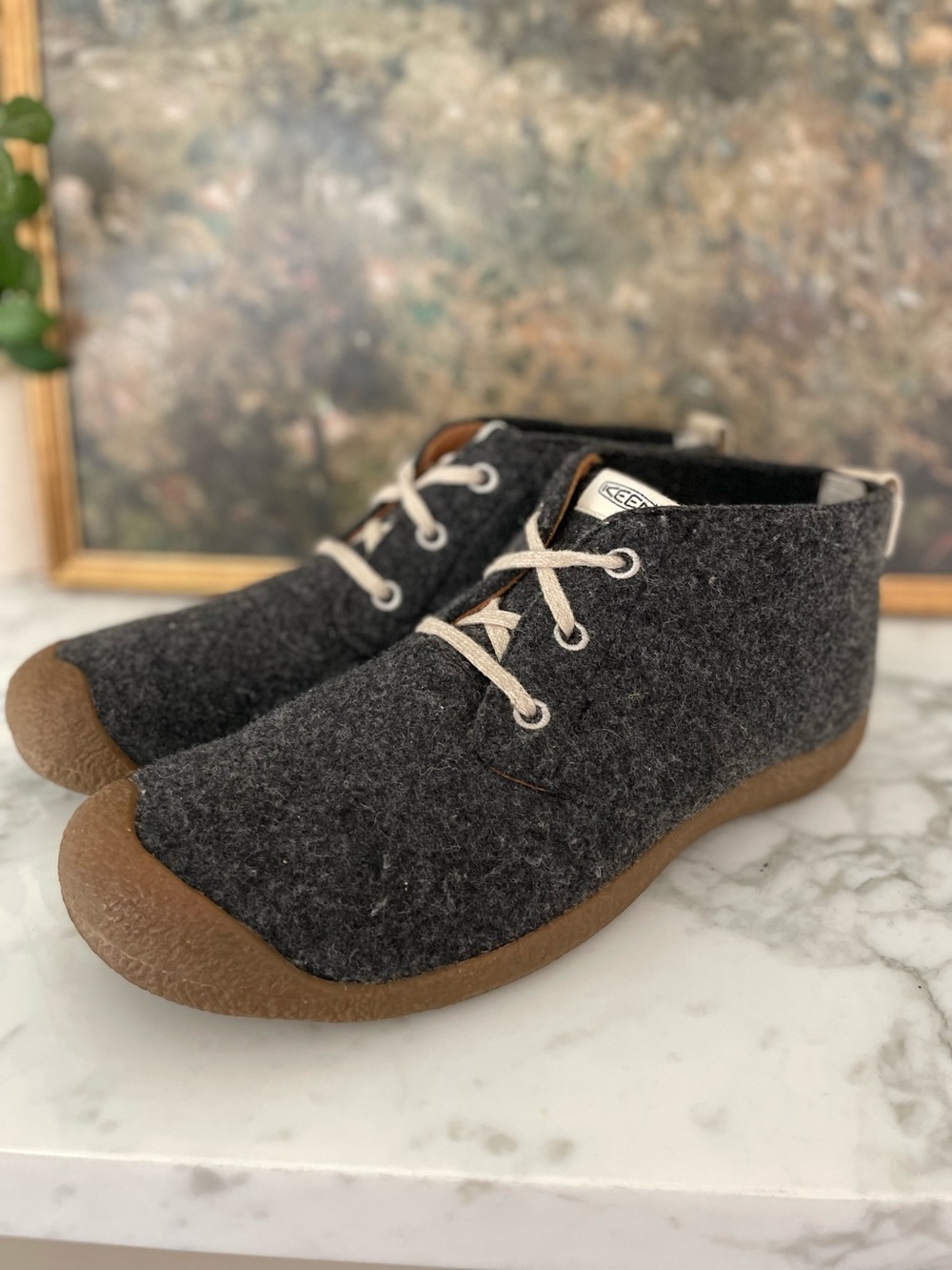 Keen Mens Mosey Chukka Boots Size 13 Gray Wool Felt Lace Up Casual Shoes Howser - Picture 2 of 9